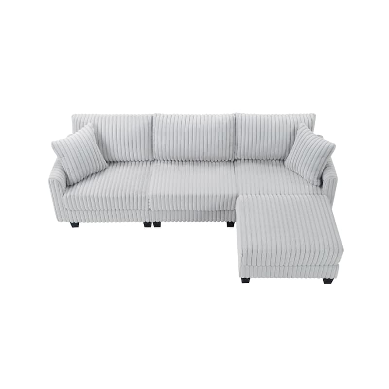 GDFStudio - 100" Corduroy Modular L-Shaped Sofa with USB