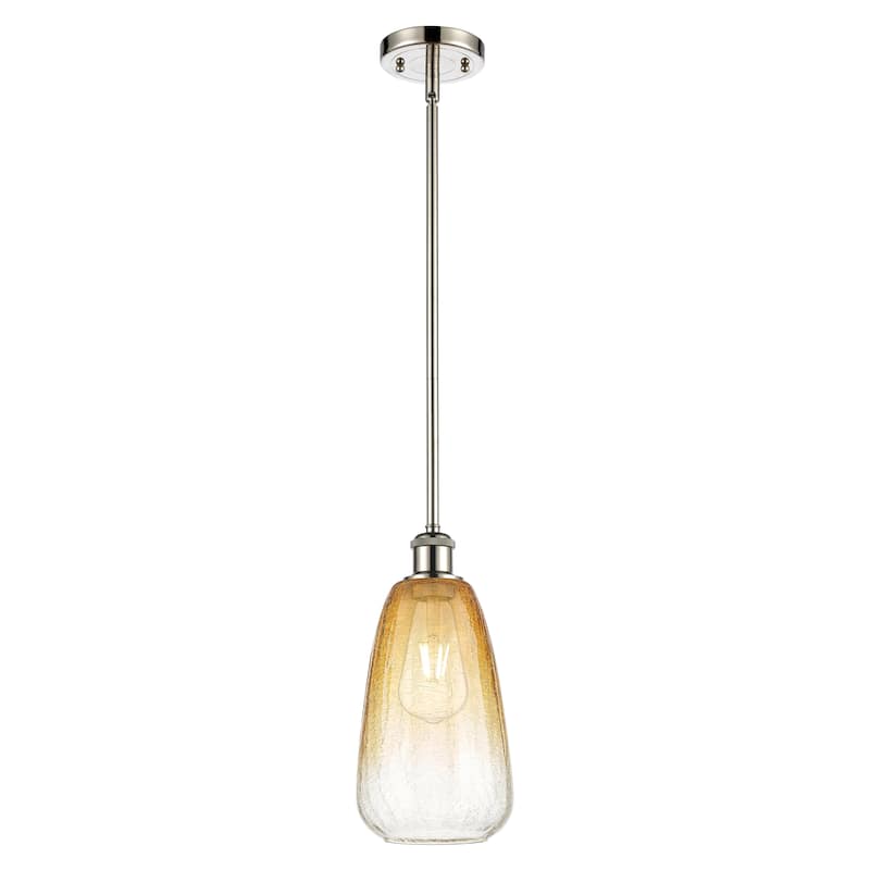 Innovations Lighting Endless Possibilities Ballston - Brookhaven Almond - 1 Light 6" Stem Hung Mini Pendant - Polished Nickel/Amber