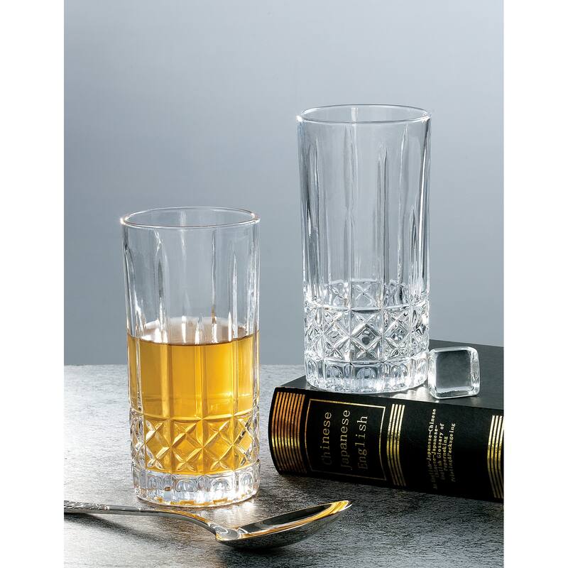 Lorren Home Trends 12 OZ. Drinking Glass-Textured Cut Glass, Set of 6