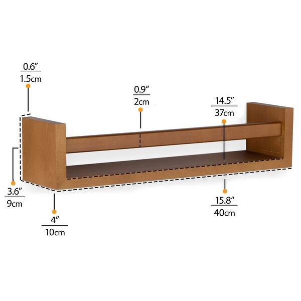 dimension image slide 7 of 9, Wallniture Utah Wood Wall Shelves for Book and Toy Storage (Set of 2)