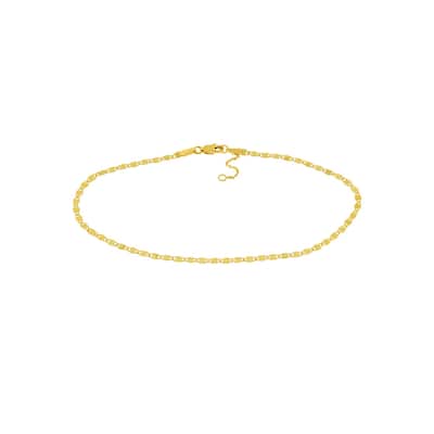 Curata 14k Yellow Gold Fancy Valentino Chain Adjustable 10 Inch Anklet