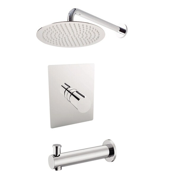 Aquamoon Barcelona Shower Set Chrome With 12" Showerhead, Spout and Wall Shower Arm