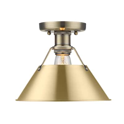 Orwell 1-Light Flush Mount in Aged Brass with Brushed Champagne Bronze - Gold