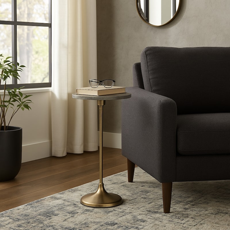 Modern Small Accent End Table with Metal Base - 27"