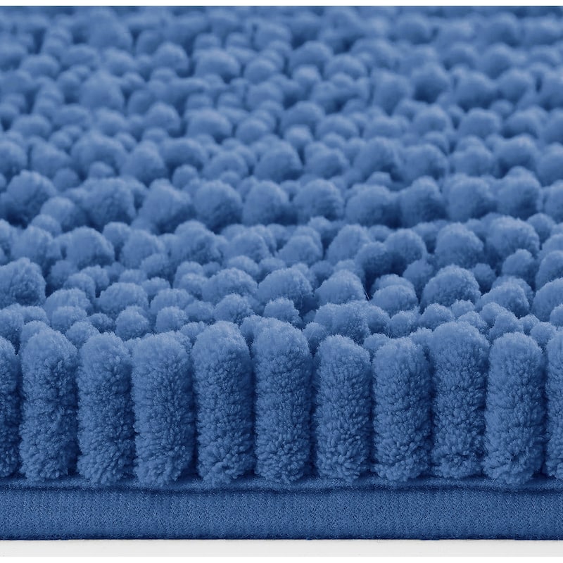 24"x16" - Blue Soft Cozy Plush Chenille Bath Mat Bathroom Rug