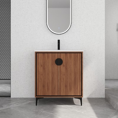 Bathroom Vanity With Sink In 24/30 Inch, Freestanding Bathroom Vanity With Soft Close Door and Adjustable Shelf