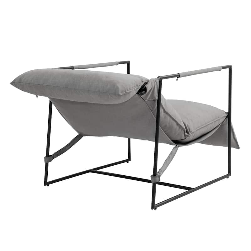 Metal Sling Accent Chair Armchair with Adjustable Headrest
