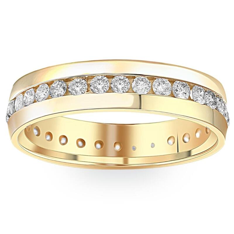 1 1/4ct Mens Diamond Channel Set Eternity Ring Yellow Gold