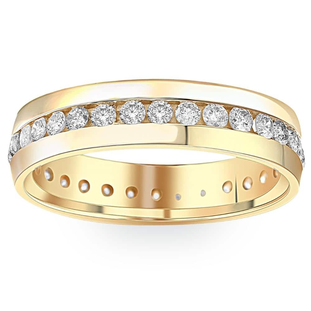 Bliss Diamond 1 1/4ct Mens Diamond Channel Set Eternity Ring Yellow Gold