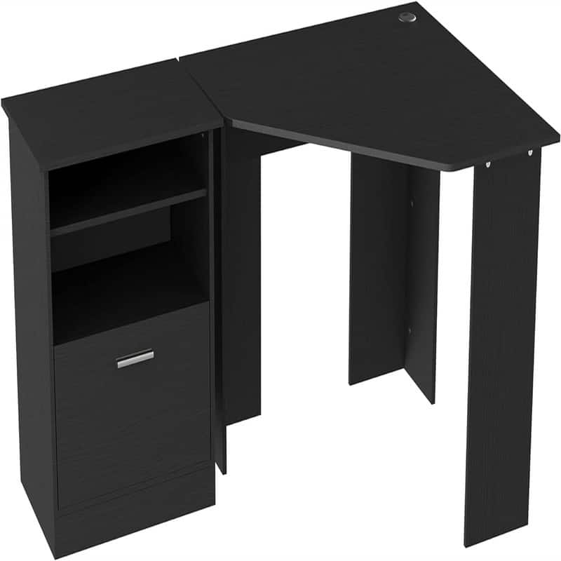 Computer Desk with Printer Cabinet - Black