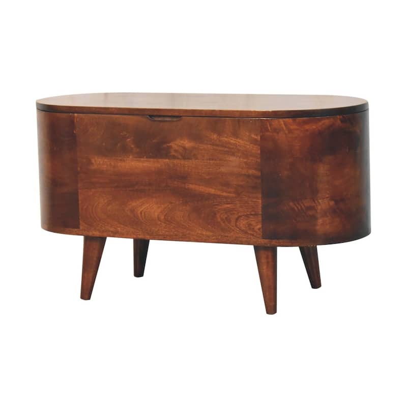 Artisan Furniture Solid Wood California Walnut Rounded Lid up Blanket Box, Brown With Storage - N/A