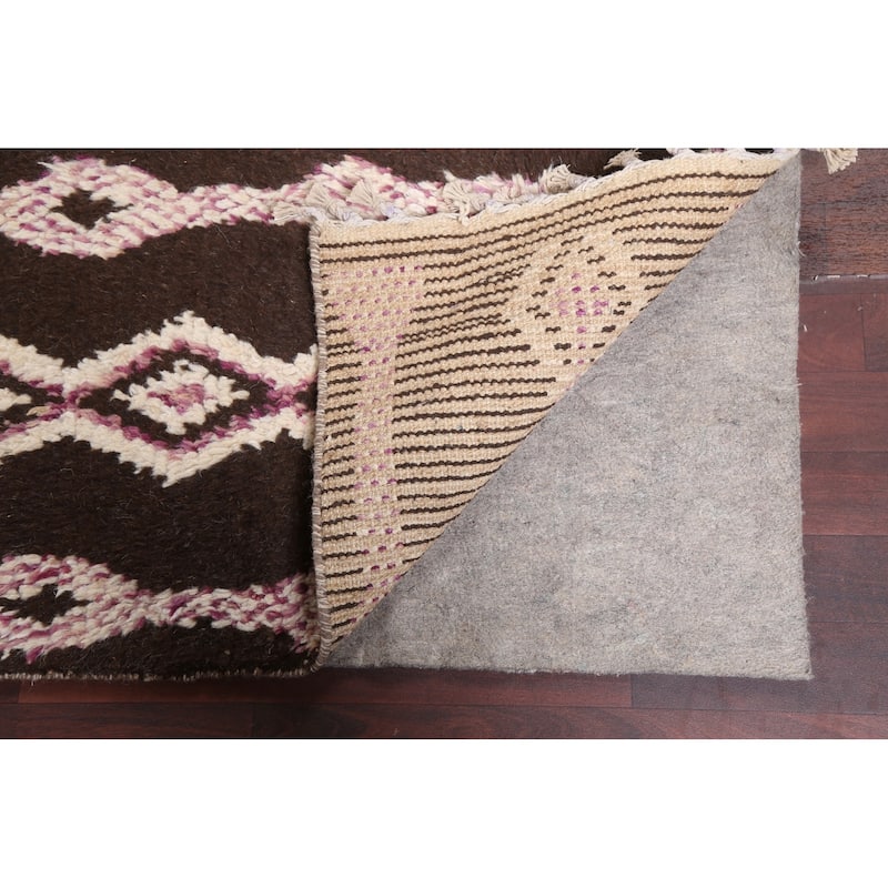 Geometric Oriental Moroccan Wool Area Rug Handmade Living Room Carpet - 7'10" x 10'9"