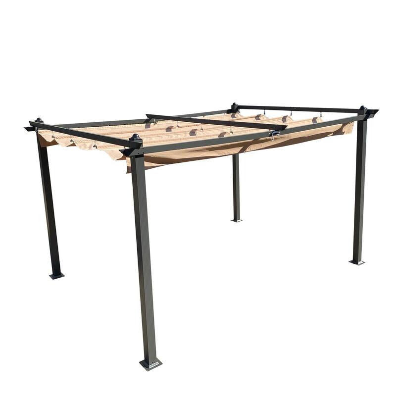 13' x10' Outdoor Steel Patio Pergola with Grey Shade Canopy