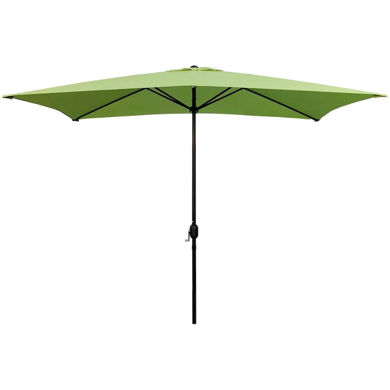 Davee Furniture 10' x 6.5' Rectangular Market Umbrella - Green 10ft patio umbrella with crank lift