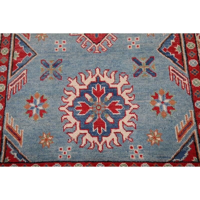 Blue Kazak Oriental Accent Rug Handmade Wool Carpet - 3'3" x 4'9"