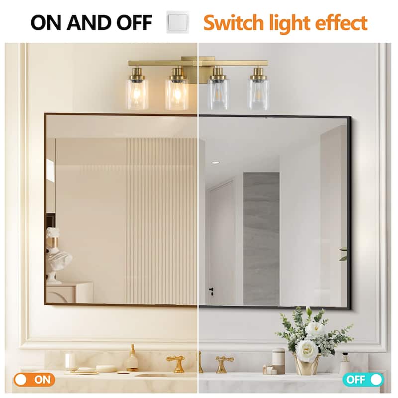 24" 4-Light Vanity Light with Clear Glass Shades, Modern Iron Metal Bathroom Wall Fixture for Mirror (No Bulbs)