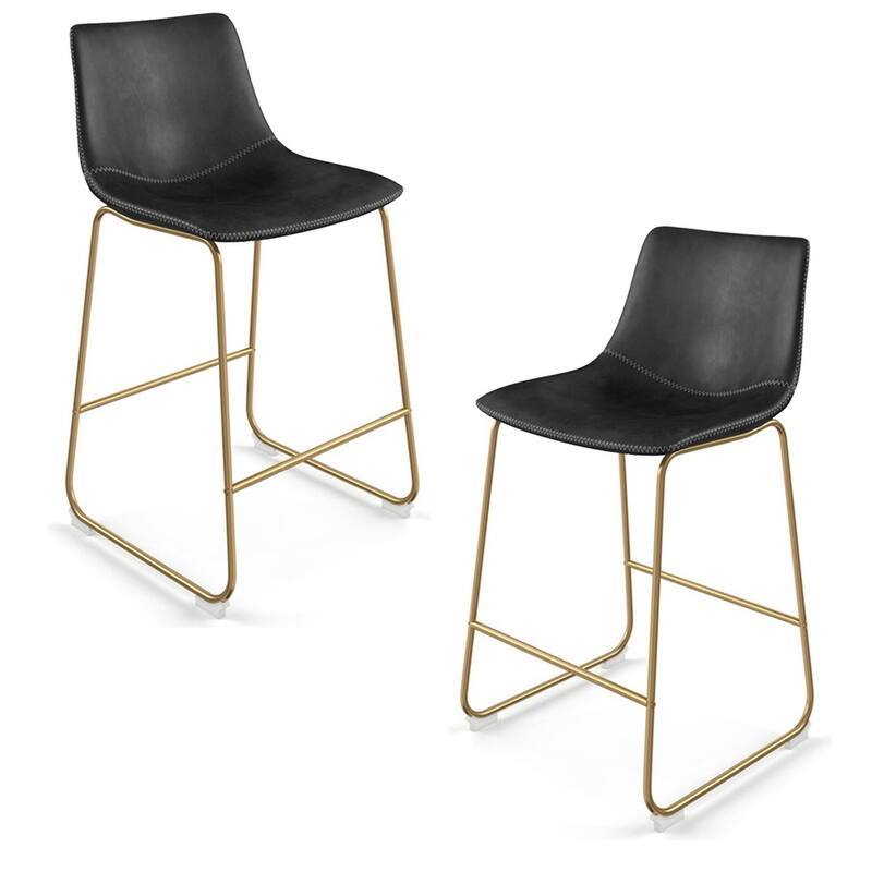 Landon Gold Stool (26"). Set of 2 - 35"Hx18"Wx22"D - Black