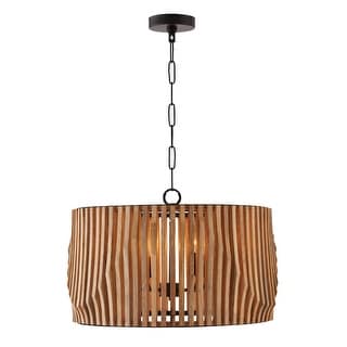 Archer 4-light Light Wood/ Matte Black Pendant w/ Mango Wood