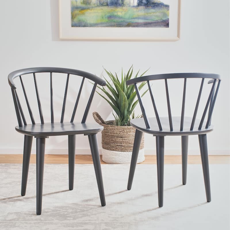 SAFAVIEH Sherene Country Classic Dining Dining Chair (Set of 2) - 21.3" W x 20.5" L x 29.9" H - 21"Wx21"Dx30"H - Grey