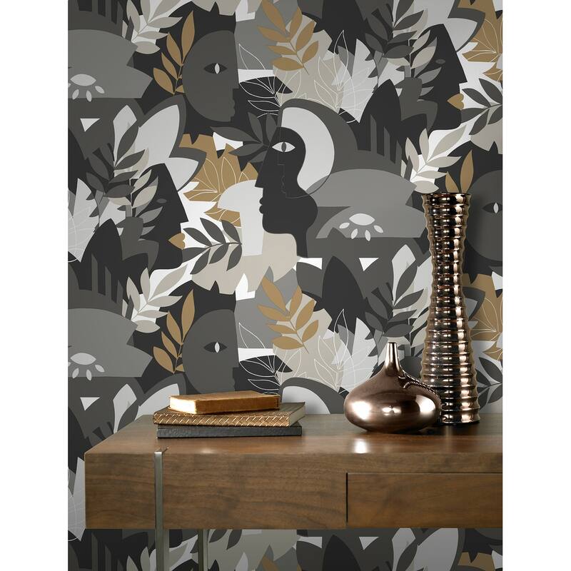 Rasch Giacometti Grey Flora & Faces Wallpaper