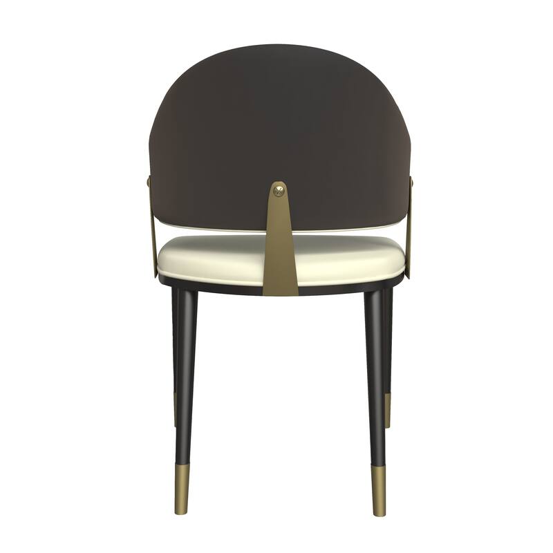 Leather Dining Chair in Iron with Gold Accents Design Modern Ergonomic Side Chair