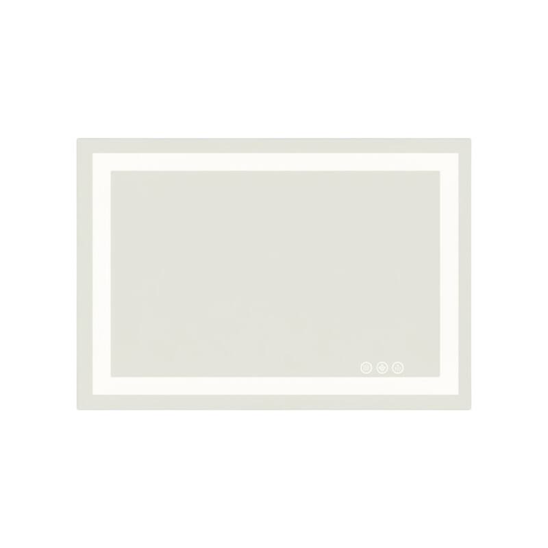 HomeRoots 24" Clear Lighted Frameless Bathroom Vanity Mirror - 36.00 in. x 24.00 in. x 1.20 in.