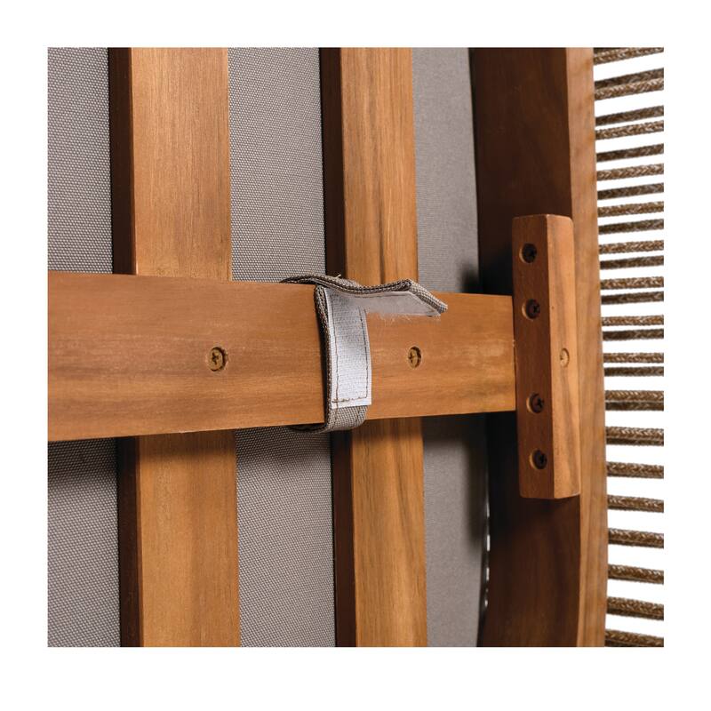 All-Weather Slat Construction Outdoor Club Chair, Curved Design w/ Woven Rope Accents & Water-Resistant Cushions