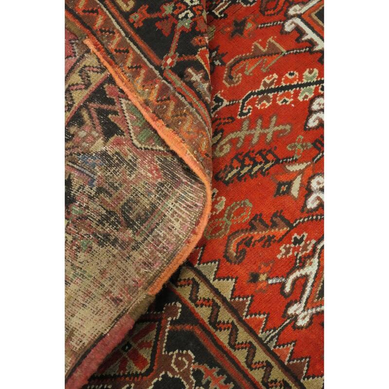 Hand Knotted Oriental 100% Wool Carpet Traditional Medallion Oranges & Rust Heriz Area Rug - 11' 3'' X 8' 4''