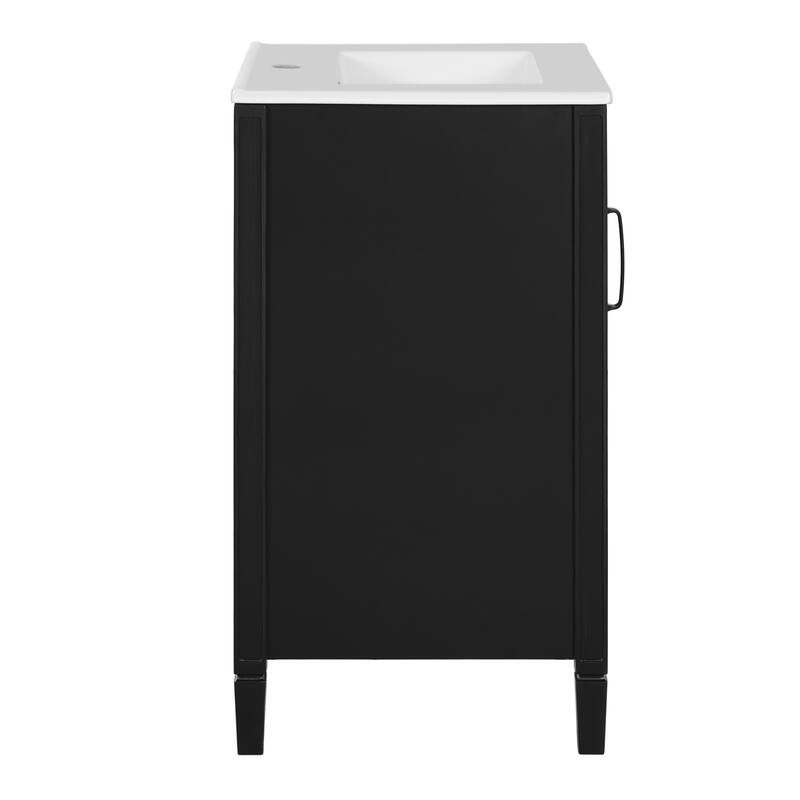 20" Black Bathroom Vanity with Ceramic Sink