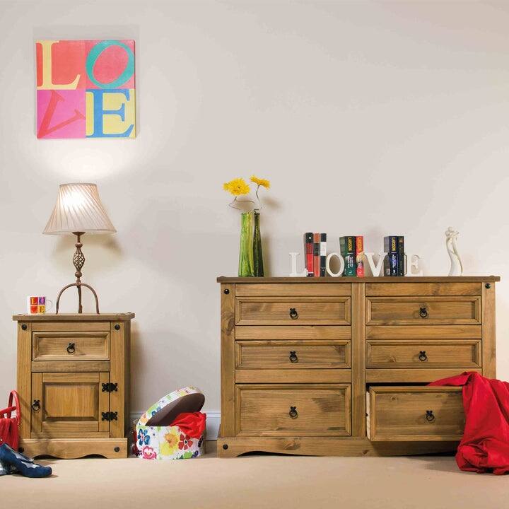 Wood Nighstand 1 Door 1 Drawer Corona Collection | Furniture Dash
