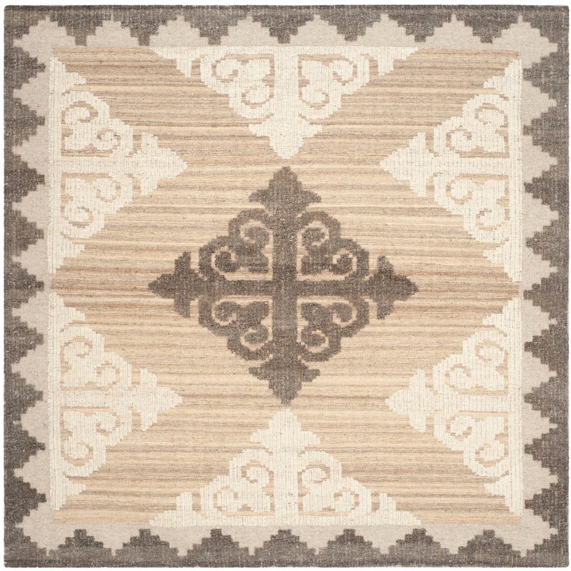 SAFAVIEH Hand-knotted Kenya Marise Southwestern Tribal Wool Rug - 7' Square - Brown/Charcoal