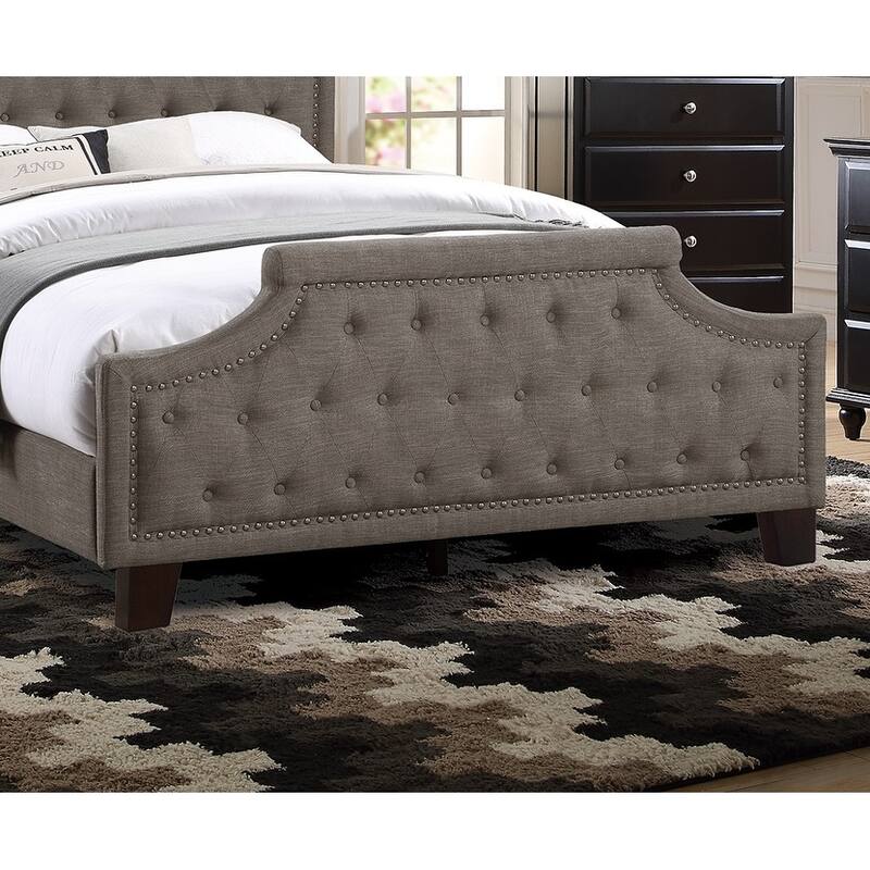 Modern Style Brown Polyfiber American Traditional 1pcs Eastern King Size Bed Only Button Tufted Headboard Footboard