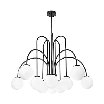 6/ 10-Light Modern Glam Sputnik Cluster Frosted Glass Globe Bubble Chandelier for Dining Room over Table