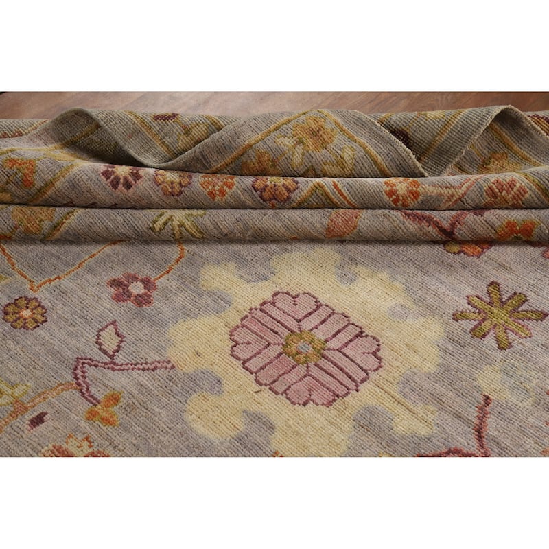 Hand Knotted Oriental 100% Wool Carpet Transitional All-Over Purples Oushak Area Rug - 9' 6'' X 8' 3''
