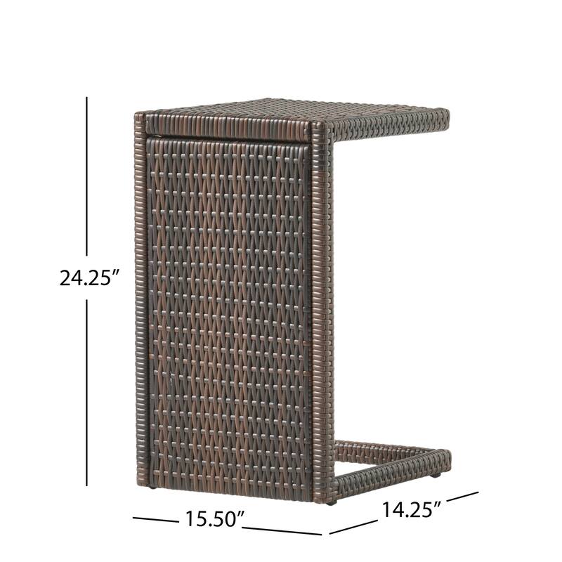 Bucharest Outdoor C-Shaped Side Table - Wicker - Multibrown/(Set of 2) by Christopher Knight Home