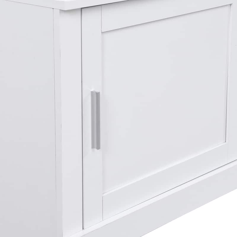 Wide Design Hall Tree with Storage and Bench, 4-IN-1 Multi-functional Entryway Bench with Coat Rack and Shoe Cubbies