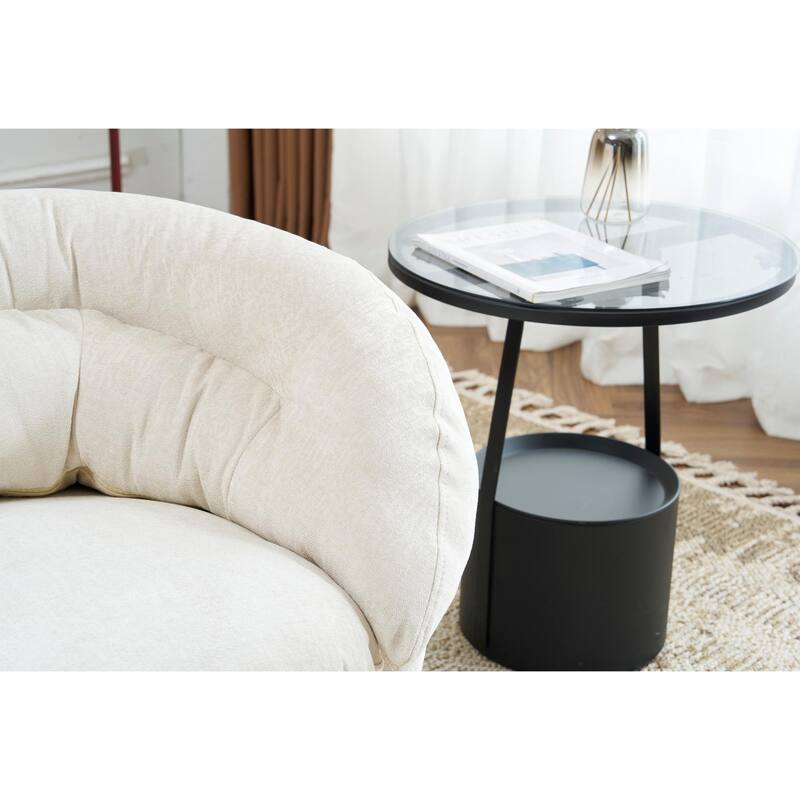 Ergonomic Chenille Office Chair Swivel Chair, Rotating Chair Club Chair Accent Chair with Removable Cushion