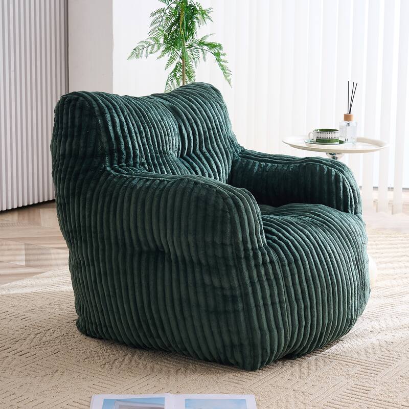 Soft Fluffy Corduroy Fabric Bean Bag Chair Filled With Memory Sponge