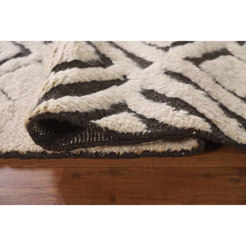 Trellis Moroccan Indian Area Rug Hand-Knotted Wool Carpet - 5'2"x 7'11"