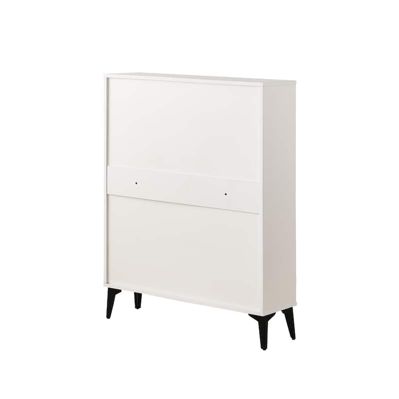 Modern Wood Shoe Storage Cabinet - 2 Flip Drawers and Drawer