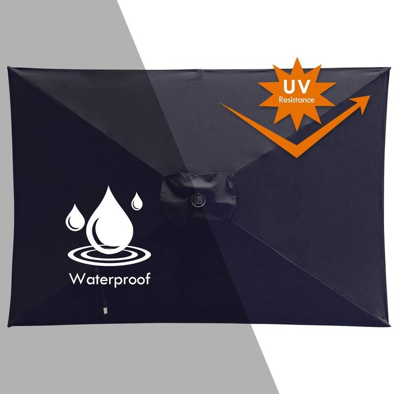 Patio Umbrella and Solar Lights 6.5 ft. x 10 ft, 26 LED lights