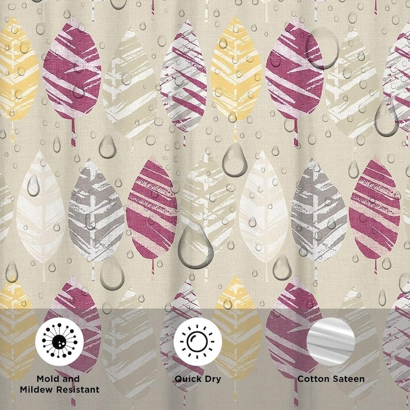 A1HC Water Repellent Printed Organic Cotton Shower Curtain 72"X72"
