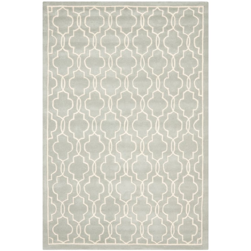 SAFAVIEH Handmade Chatham Nazzarena Modern Moroccan Wool Rug - 6' x 9' - Grey/Ivory