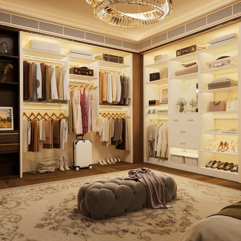 Cimly Set of 4 Closet System with Shoe Rack and Hanging Rods, 120'' Modular Heavy-duty Wall-mounted Closet Organizers