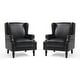 preview thumbnail 4 of 21, 2 Set Modern Vegan Leather Wing Back Armchair