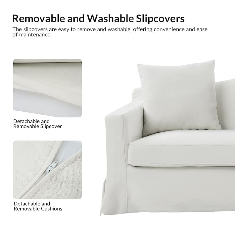 Antonio Transitional 83.5" Slipcovered Sofa with Curved Back by HULALA HOME