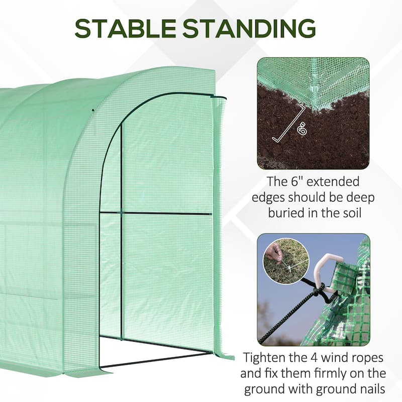 Outsunny 10' x 5' x 7' Outdoor Walk-In Greenhouse, Plant Nursery with Zippered Doors, PE Cover and 3-Tier Shelves