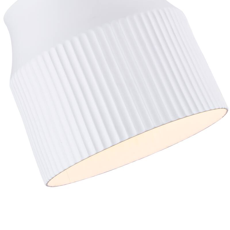1-Light Matte White Flush Mount Ceiling Light with Ceramic Drum Shade - Dia.9.45-in