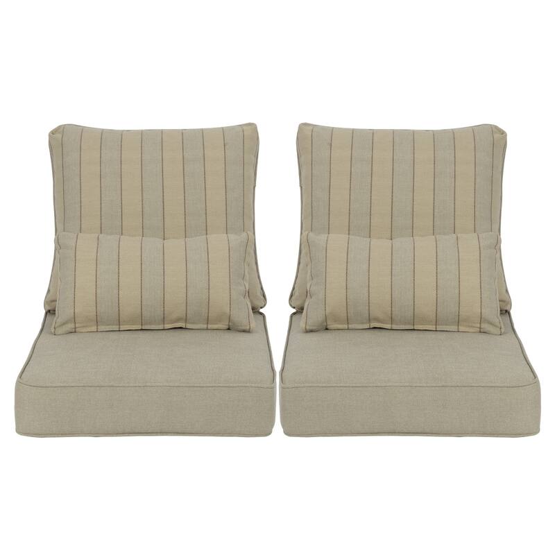 Aoodor 24'' x 24'' Outdoor Deep Seat Chair Cushion Set with Sponge Foam (Set of 2 Seats, 2 Backs, 2 Pillows) - 24"x24"