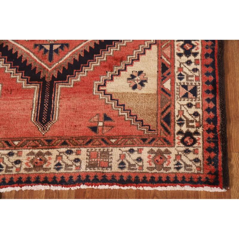 Ardebil Persian Vintage Runner Rug Hand-knotted Wool Carpet - 3'7"x 10'3"